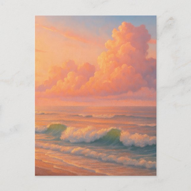 Cartão Postal Sunset Sea Cloud - Pastel Painting Style (Frente)