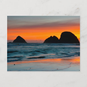 Cartão Postal Sunset, Sea Stacks, Oceanside, Oregon, EUA