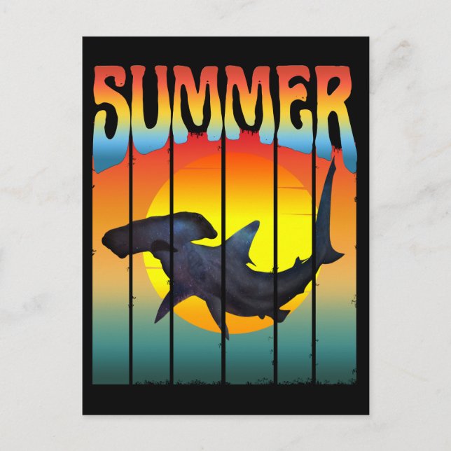 CARTÃO POSTAL SUNSET SHARK DE HAMMERHEAD DE VERÃO (Frente)