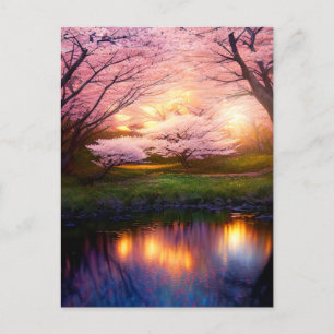 Cartão Postal Sunset Sobre O Lago Cherry