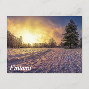 Cartão Postal Sunset sobre o parque de inverno de neve
