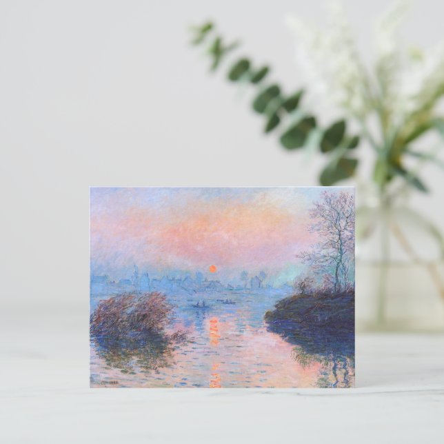 Cartão Postal Sunset sobre o Seine Claude Monet (Em pé/Frente)
