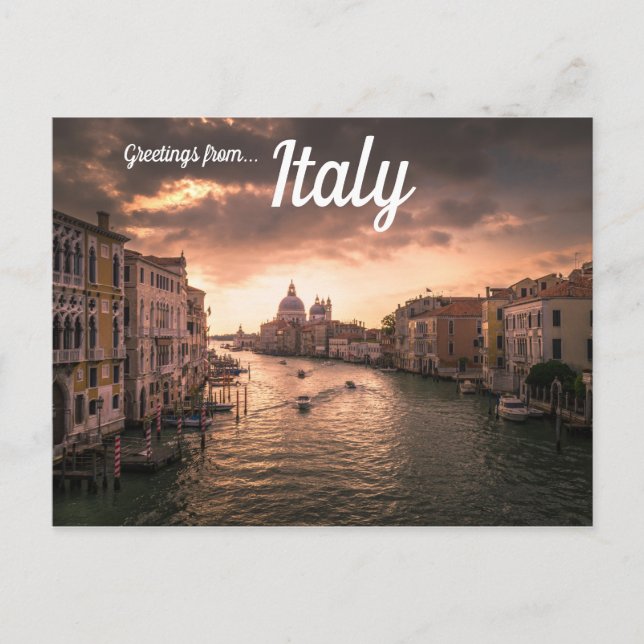 Cartão Postal Sunset Sobre Veneza Itália (Frente)