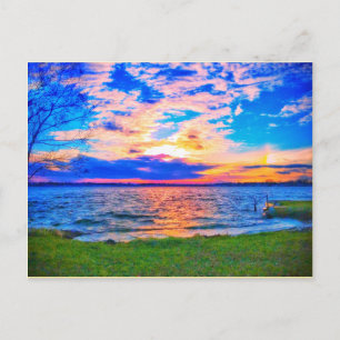 Cartão postal Sunset sobre Walled Lake