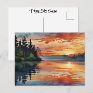 Cartão Postal Sunset Sunrise Colorida Mistura Colorida Lago Wate