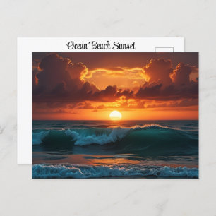 Cartão Postal Sunset Sunrise Ocean Beach Respira