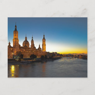 Cartão postal Sunset Zaragoza Basilica