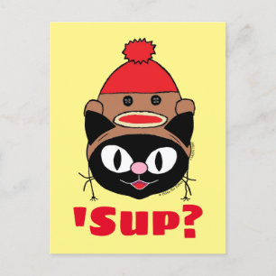 Cartão Postal 'Sup? (O que está acontecendo) Macaco de Meia com