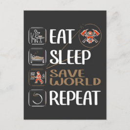 Cartão Postal Super Bombeiro salva o mundo. Engraçado dizer.