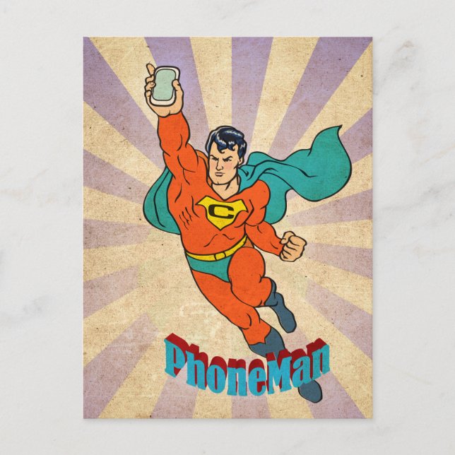 Cartão Postal Super Celular Phone Man (Frente)
