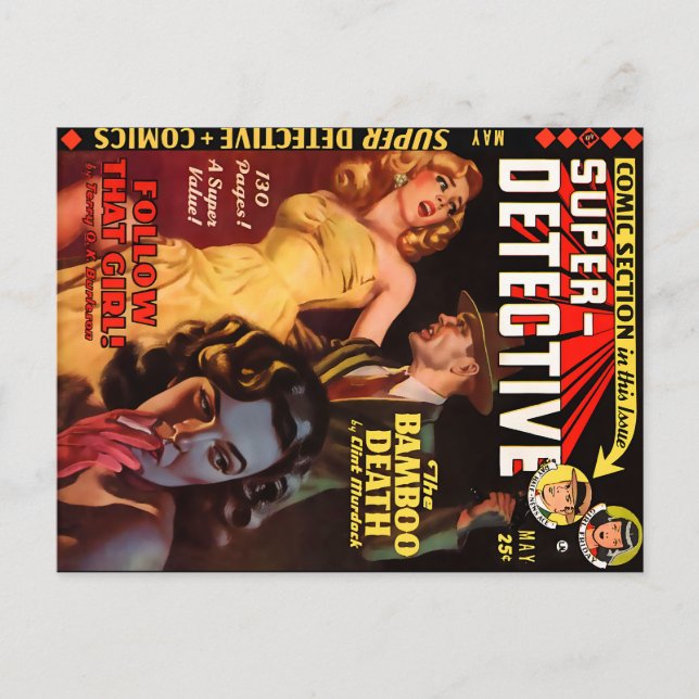 Cartão Postal Super Detetive nº 2 de maio de 1950 | Arte Legal (Frente)