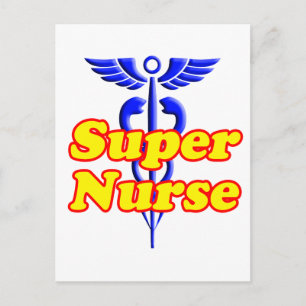 Cartão Postal Super Enfermeira com Caduceus