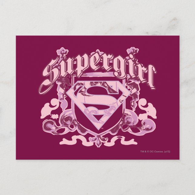 Cartão Postal Super Girl Crest Design (Frente)