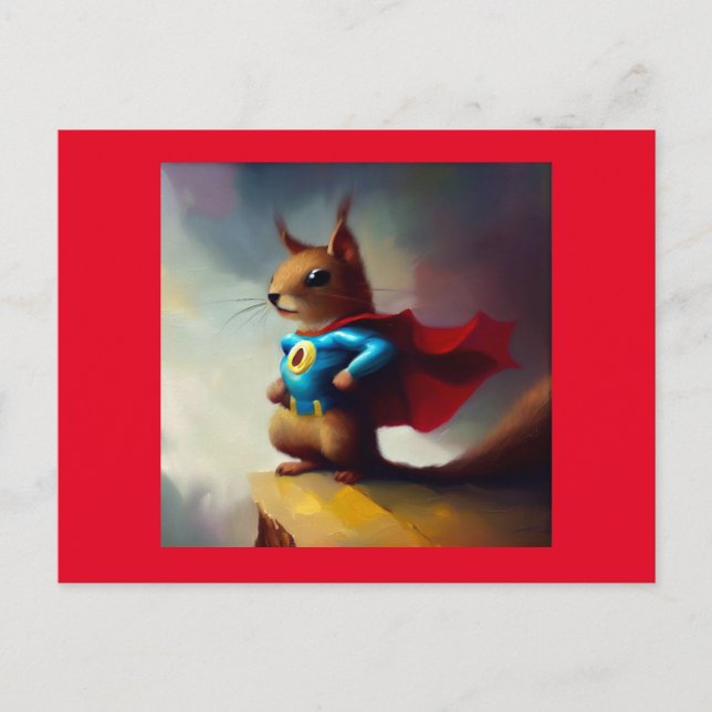 Cartão Postal Super-herói de esquilo (Frente)