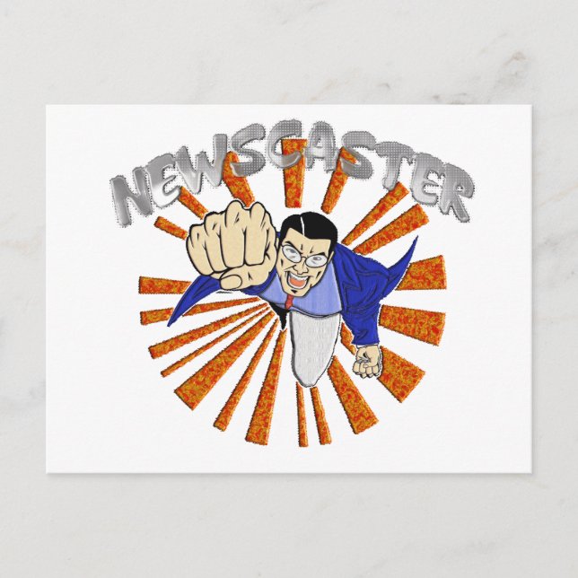 Cartão Postal Super-herói do Newscaster (Frente)