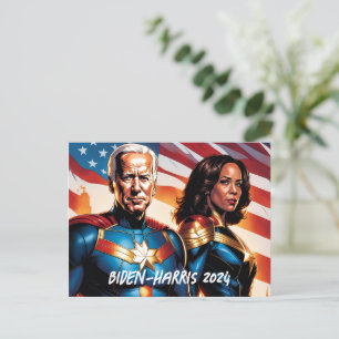 Cartão Postal Super-herói Joe Biden e Kamala Harris