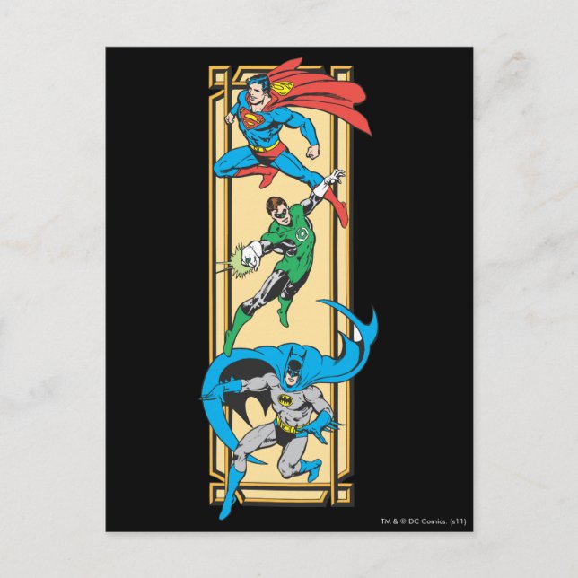 Cartão Postal Super-Heróis Em Ação (Frente)