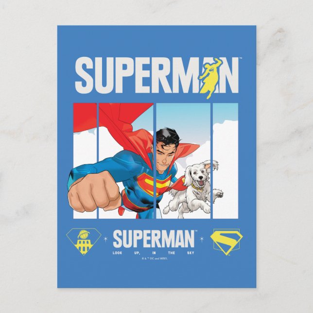 Cartão Postal Super-Homem e Krypto Voam (Frente)