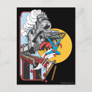 Cartão Postal Super-Homem Levanta Comboio