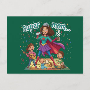 Cartão Postal Super Mãe Heroína - Celebração do Dia das Mães