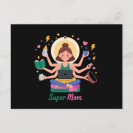 Cartão Postal Super Mãe Multitarefa Gráfico do Dia das Mães