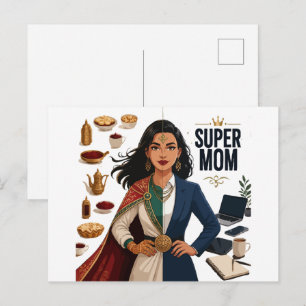 Cartão Postal Super Mãe Vida Dupla Profissional e Tradicional