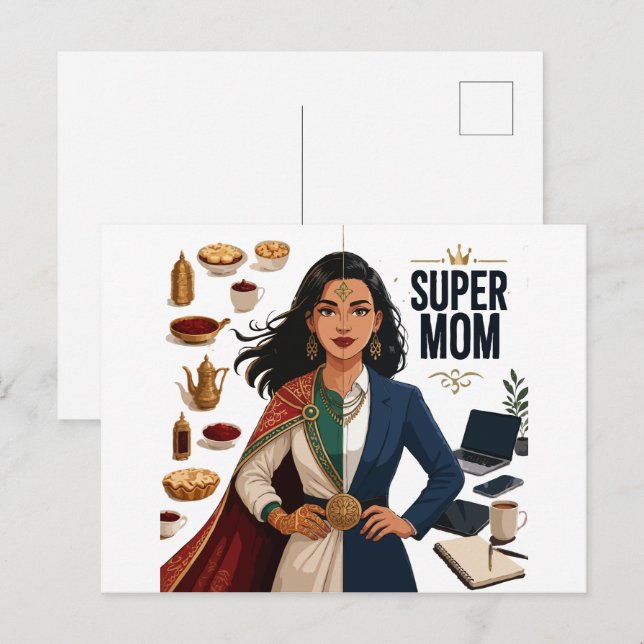 Cartão Postal Super Mãe Vida Dupla Profissional e Tradicional  (Frente/Verso)