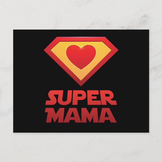 Cartão Postal Super Mama Mom Mother Motherhood Mothers Day Mummy (Frente)