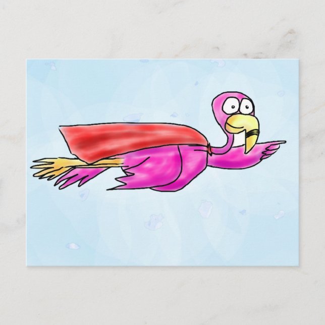 Cartão Postal Super Pink Flamingo com Arte Whimscópica Cabo Voad (Frente)