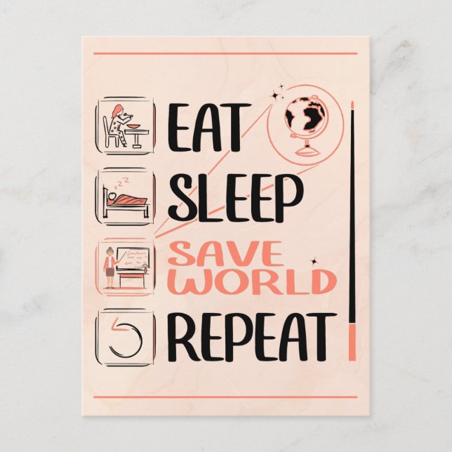 Cartão Postal Super Professor de Geografia Salva o Mundo Obrigad (Frente)