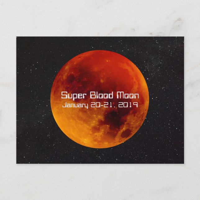 Cartão Postal Super Sangue Moon Eclipse 2019 (Frente)