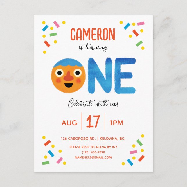 Cartão Postal Super Simples Aniversário de 1 ano do Noodle e Ami (Frente)