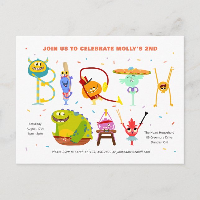 Cartão Postal Super Simples | Aniversário do Rhymington (Frente)