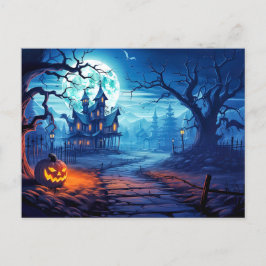 Cartão Postal Super Sinistro Pumpkin e Casa Assombrada