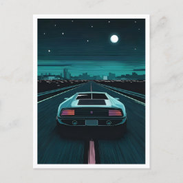 Cartão Postal Supercarro Futurista Vaporwave Lo-Fi Retro anos 80