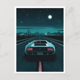 Cartão Postal Supercarro Futurista Vaporwave Lo-Fi Retro anos 80