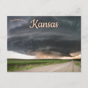 Cartão Postal Supercell Thunderstorm se aproxima de Severy Kansa