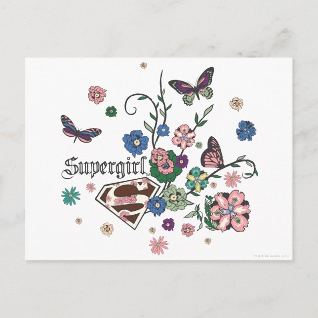 Cartão Postal Supergirl Butterflies (Frente)