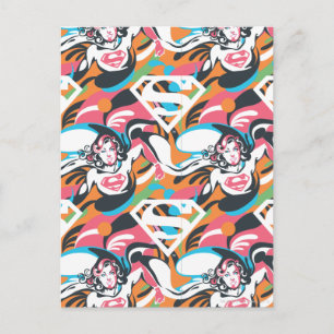 Cartão Postal Supergirl Color Splash Swirls Pattern 4