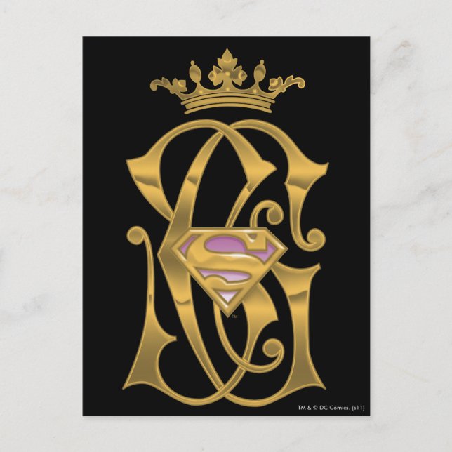 Cartão Postal Supergirl Dourada Crown (Frente)