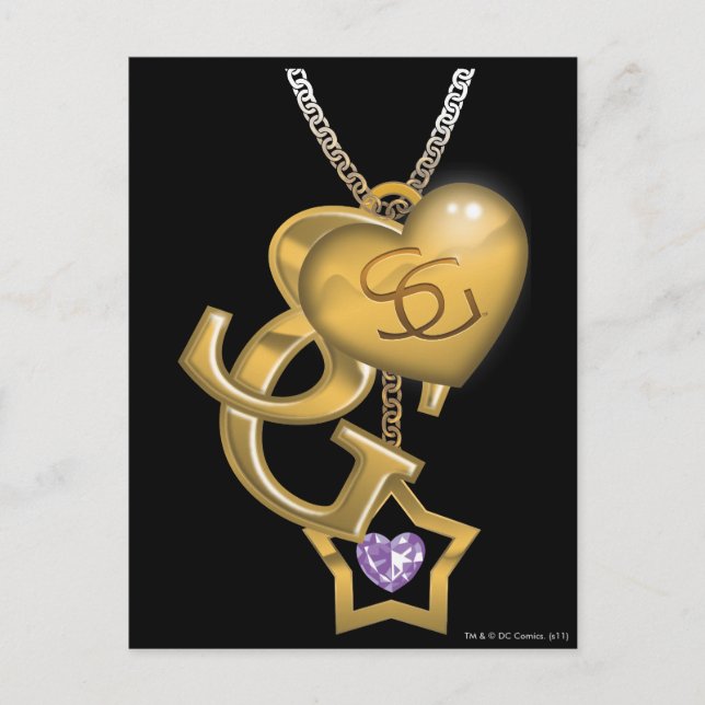 Cartão Postal Supergirl Dourado Locket (Frente)