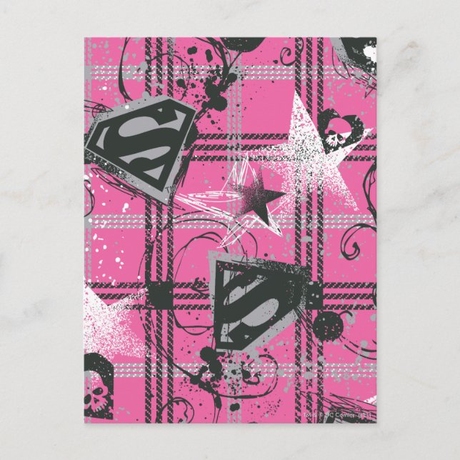 Cartão Postal Supergirl Pink Splatter Square (Frente)