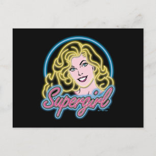 Cartão Postal Supergirl Retro Neon Lights Graphic