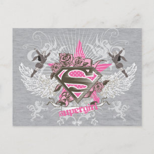 Cartão Postal Supergirl Star e Rosas