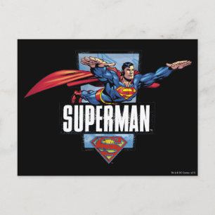 Cartão Postal Superman and Logo Bordered