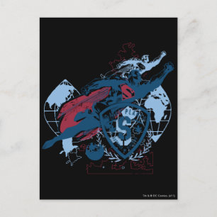 Cartão Postal Superman and Map