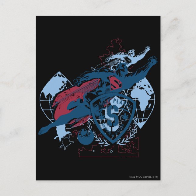 Cartão Postal Superman e mapa (Frente)