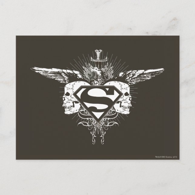 Cartão Postal Superman Estilizado | Logotipo de crânios escuros (Frente)