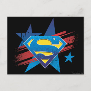 Cartão Postal Superman Estilizado Logotipo de estrelas e risca