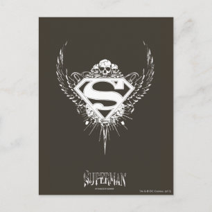 Cartão Postal Superman Estilizado   Logotipo de fundo castanho e